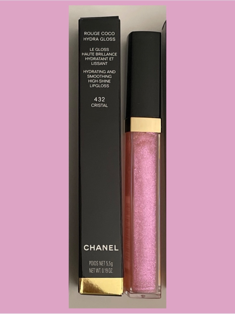 CHANEL Rouge Coco Hydra Gloss 432 Cristal – Shimmery Pink Gloss